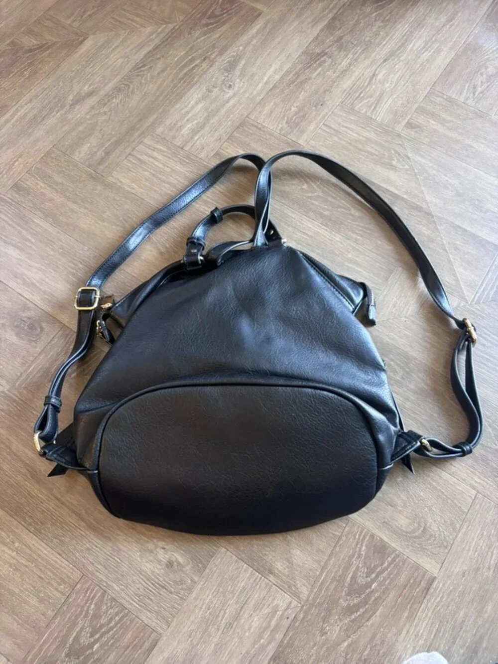 Sole Society Black Vegan Leather Small Backpack.